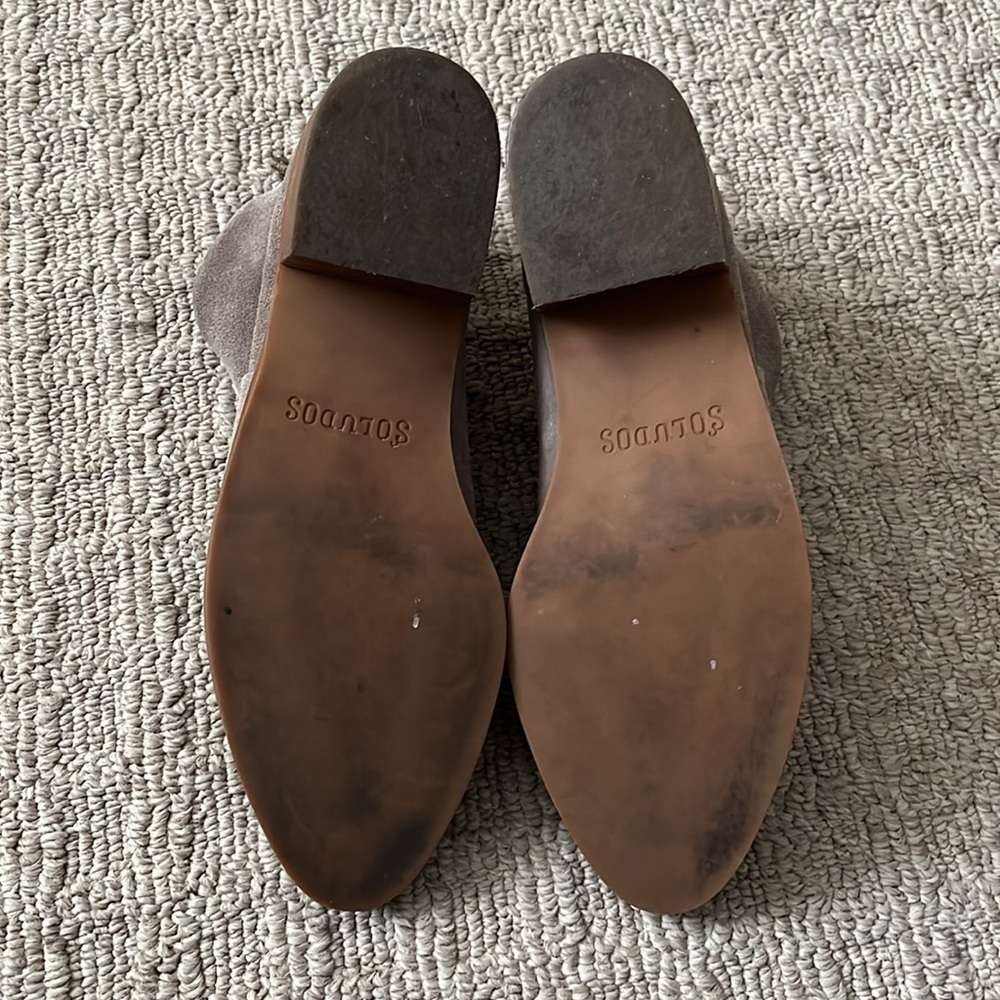 Soludos Anthropologie Venetian Gray Flat Ankle Boots Suede Size 7 - Picture 11 of 11
